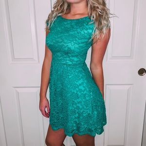 Turquoise lace dress